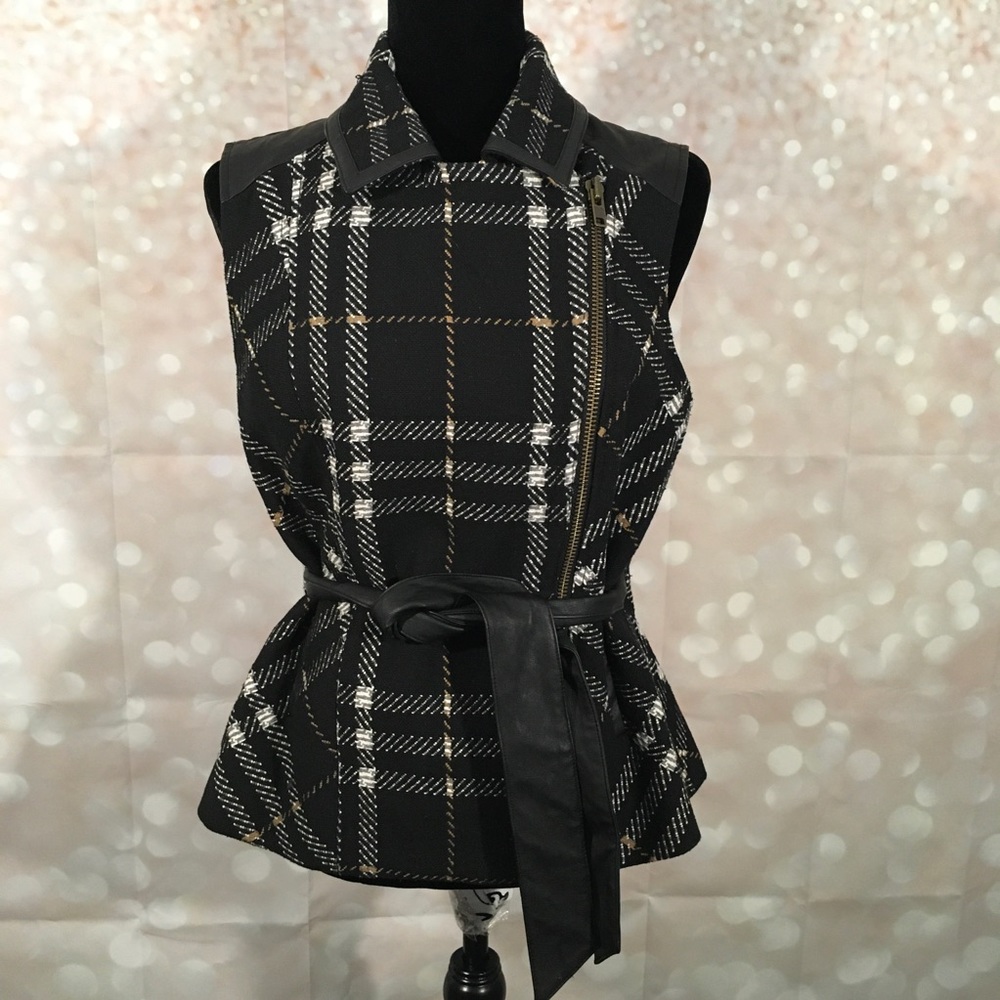 CaBi Grid Plaid Zip Up Vest